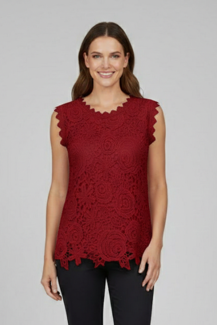 Women’s Sleeveless Blouse with V Neckline and Textured Surface