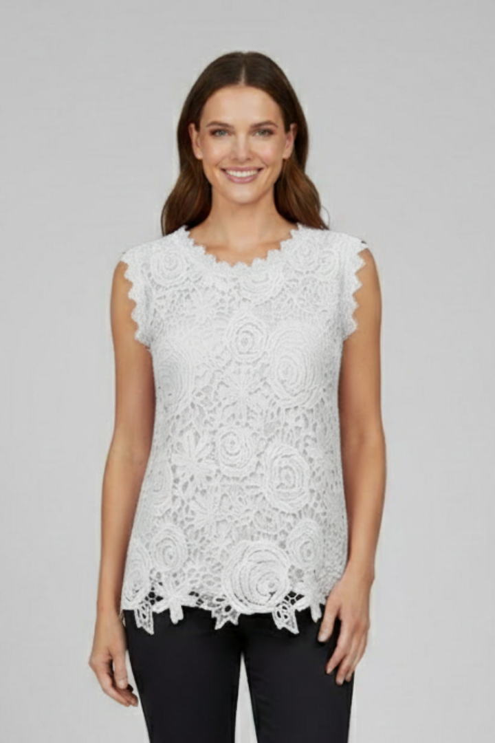 Women’s Sleeveless Blouse with V Neckline and Textured Surface