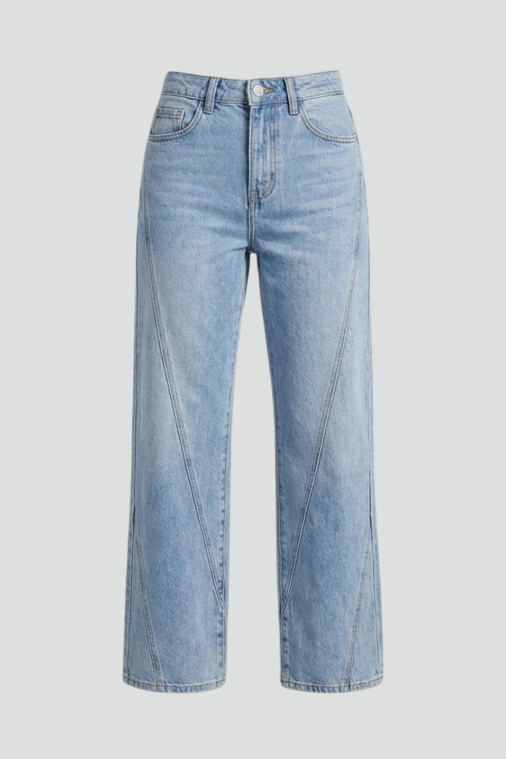 Women’s Straight Leg Jeans with High Waist and Pockets