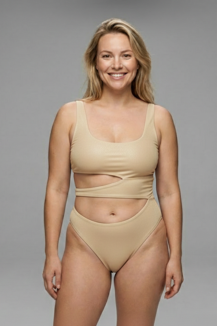 Women’s Swimsuit with Cutout Waist and Spaghetti Straps