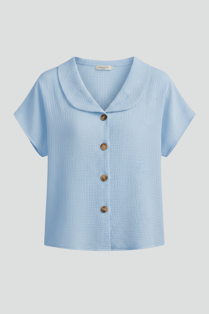 Women’s T-Shirt with Button Front and Textured Surface