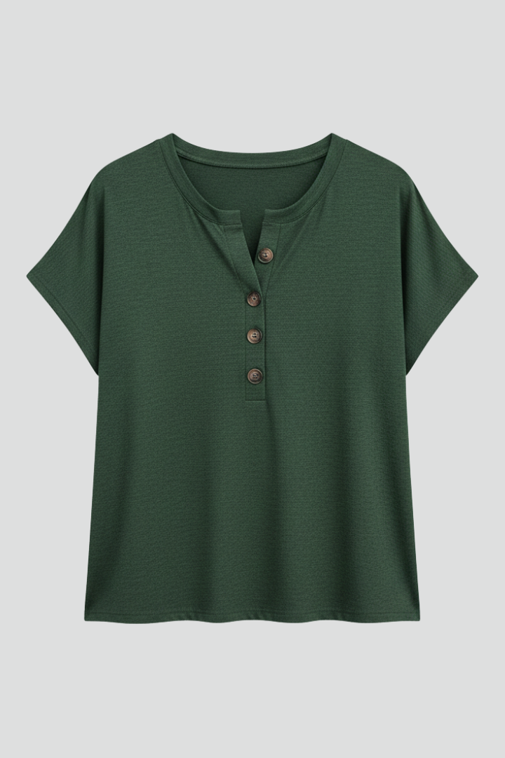 Women’s T-Shirt with Button Placket and Short Sleeves