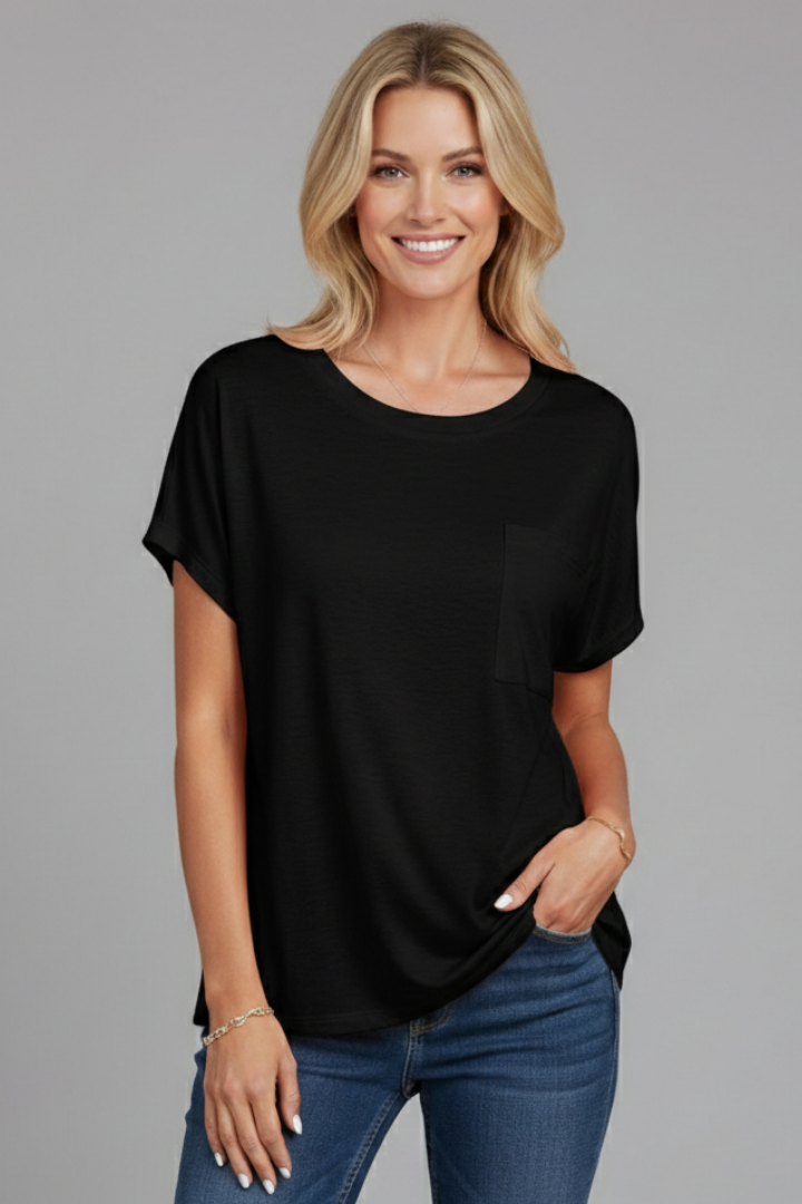 Women’s T-Shirt with Chest Pocket and Short Sleeves