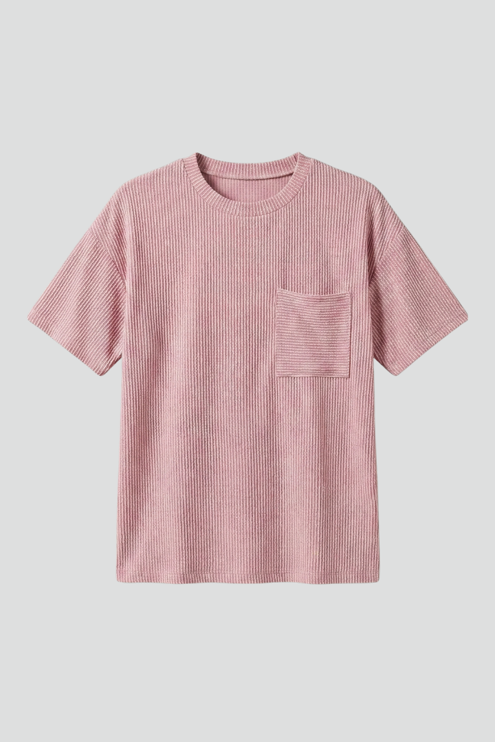 Women’s T-Shirt with Chest Pocket and Textured Surface