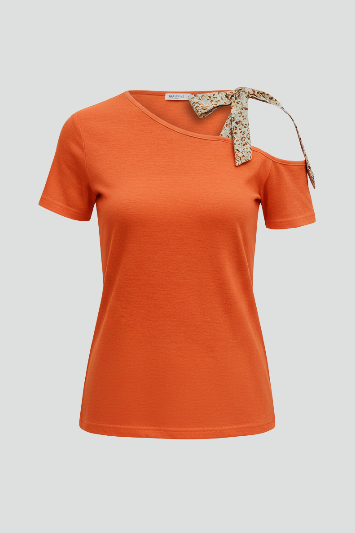 Women’s T-Shirt with Cold Shoulder and Bow Detail
