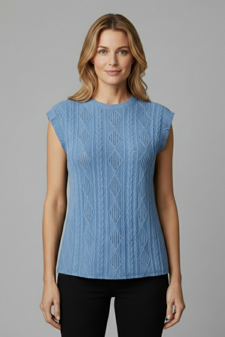 Women’s T-Shirt with Round Neckline and Jacquard Surface