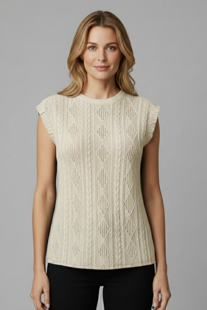 Women’s T-Shirt with Round Neckline and Jacquard Surface