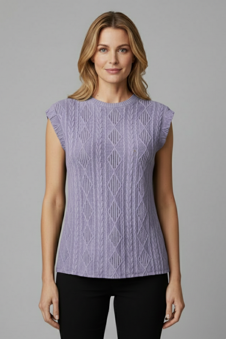 Women’s T-Shirt with Round Neckline and Jacquard Surface