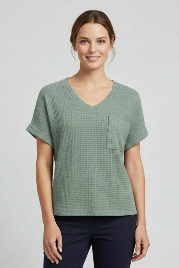 Women’s T-Shirt with V Neckline and Chest Pocket