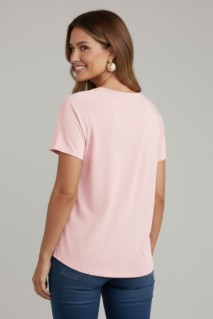 Women’s T-Shirt with V Neckline and Chest Pocket