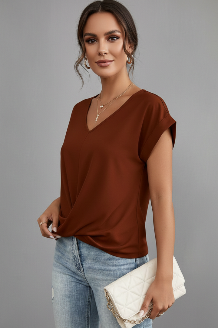 Women’s T-Shirt with V Neckline and Short Sleeves
