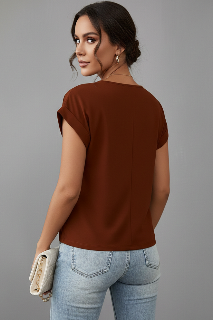 Women’s T-Shirt with V Neckline and Short Sleeves