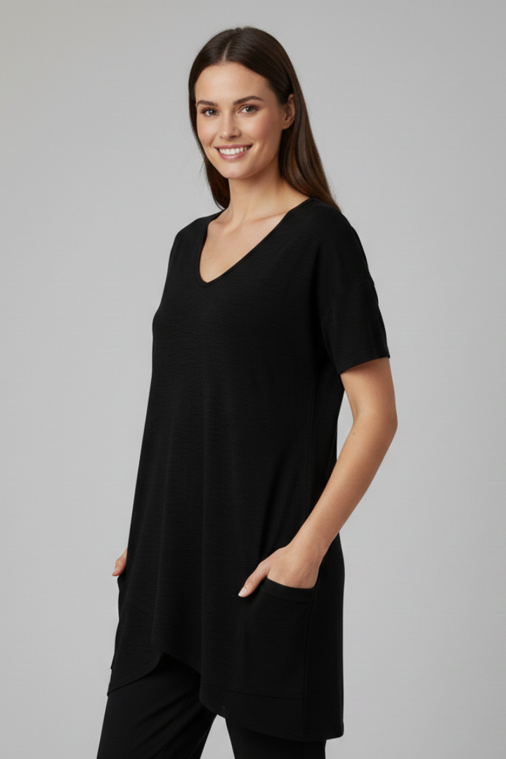 Women’s T-Shirt with V Neckline and Side Pockets