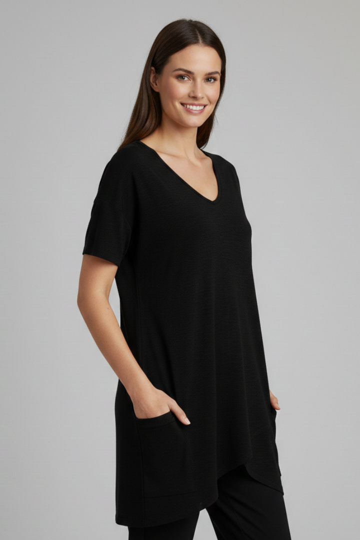 Women’s T-Shirt with V Neckline and Side Pockets