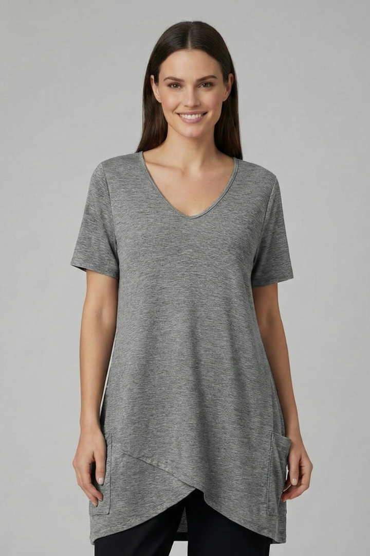 Women’s T-Shirt with V Neckline and Side Pockets