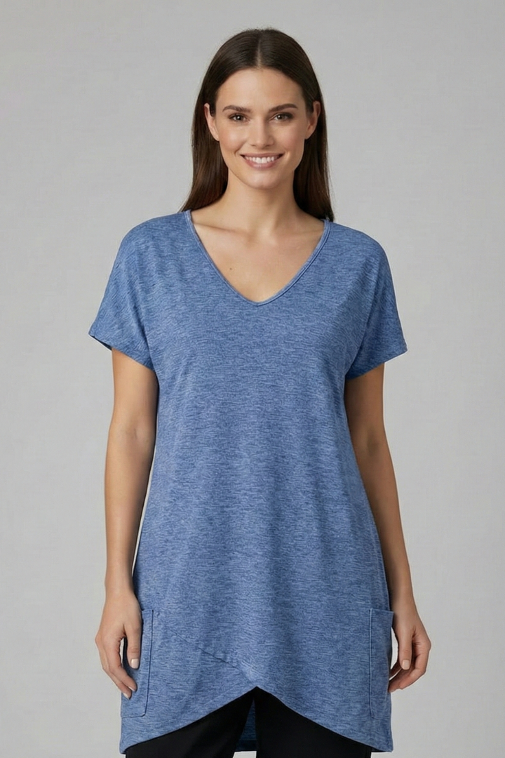 Women’s T-Shirt with V Neckline and Side Pockets