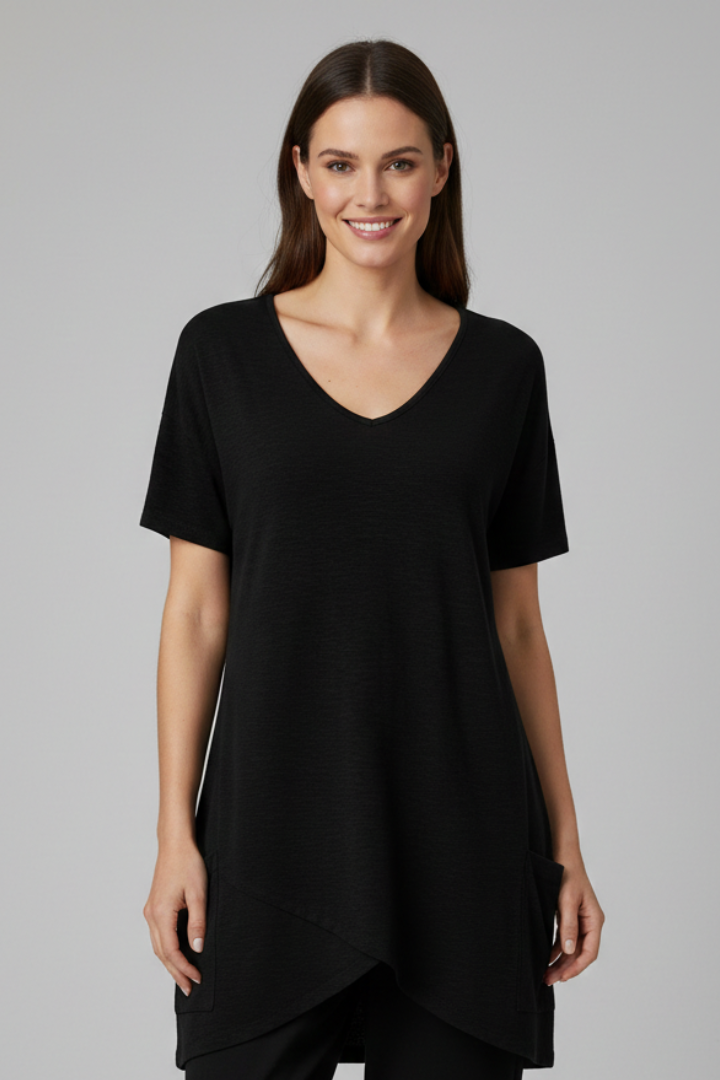 Women’s T-Shirt with V Neckline and Side Pockets