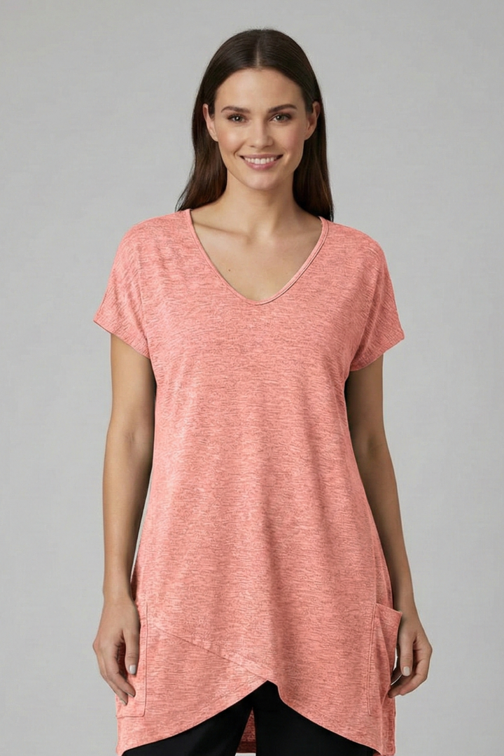 Women’s T-Shirt with V Neckline and Side Pockets