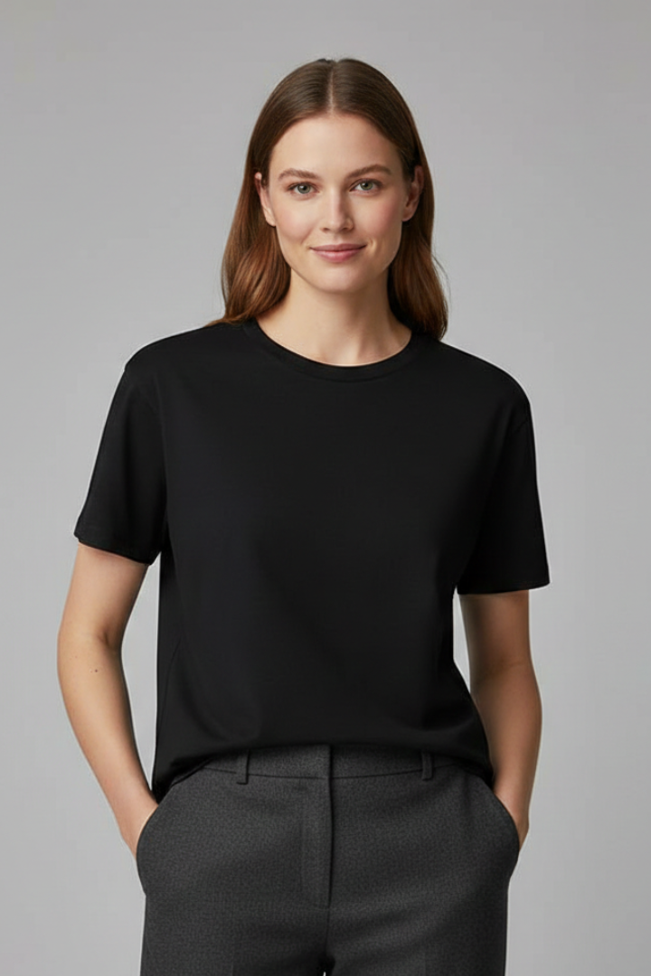 Women’s T-shirt with Round Neckline and Oversized Cut