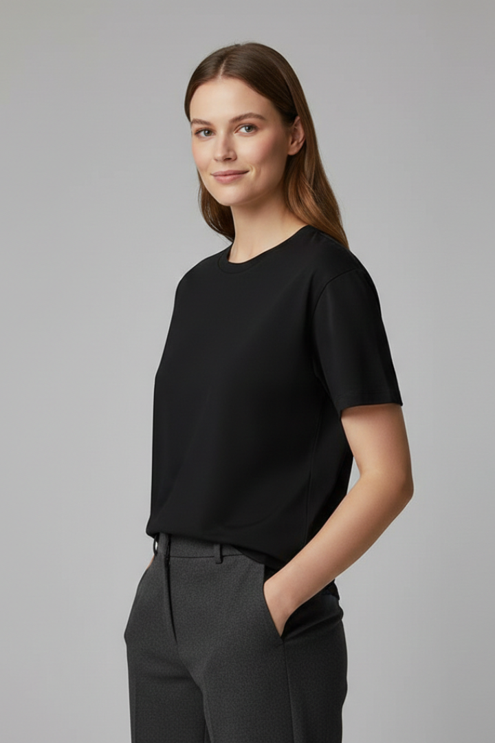 Women’s T-shirt with Round Neckline and Oversized Cut