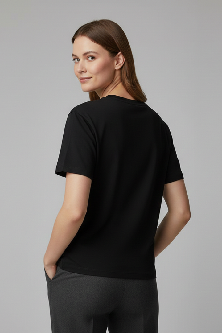 Women’s T-shirt with Round Neckline and Oversized Cut
