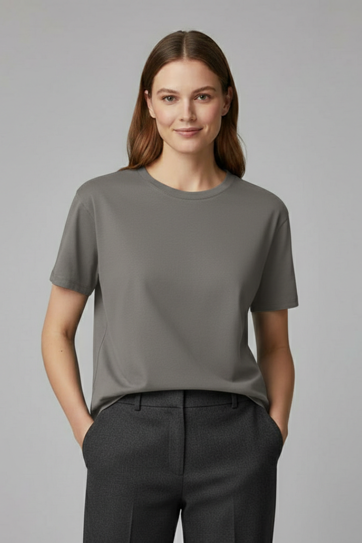 Women’s T-shirt with Round Neckline and Oversized Cut