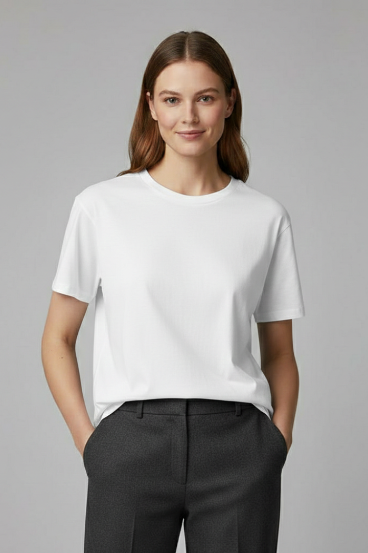 Women’s T-shirt with Round Neckline and Oversized Cut