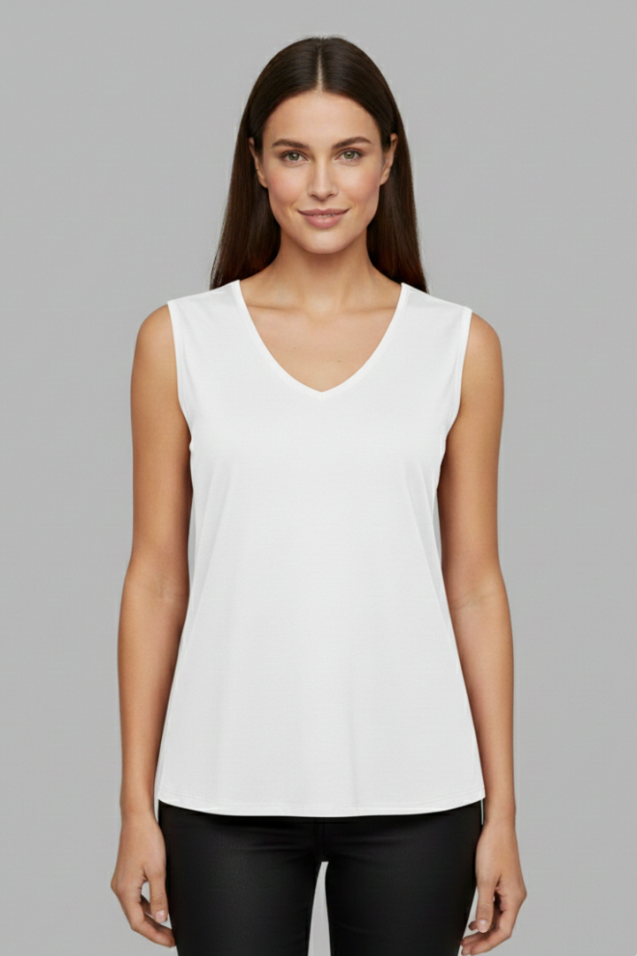 Women’s T-shirt with V Neckline and Sleeveless Cut