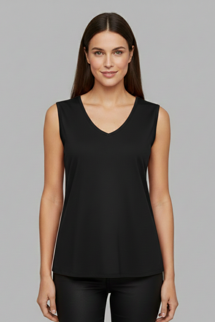 Women’s T-shirt with V Neckline and Sleeveless Cut