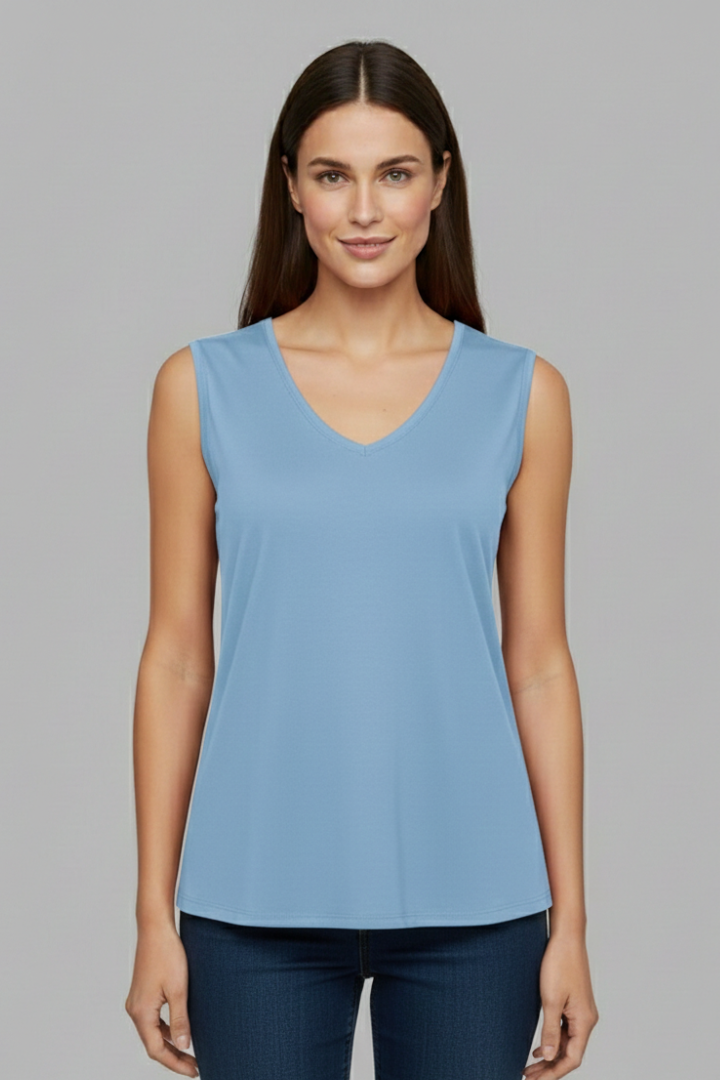 Women’s T-shirt with V Neckline and Sleeveless Cut