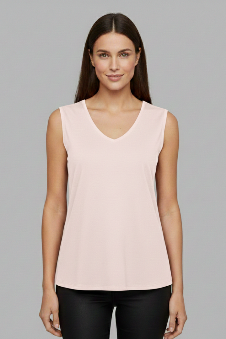 Women’s T-shirt with V Neckline and Sleeveless Cut
