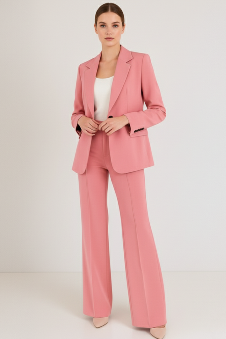 Women's Tailored Two-Piece Pantsuit Set with Blazer and Trousers