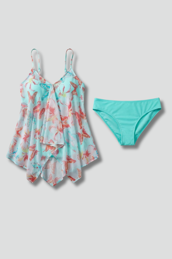 Women’s Tankini Set with V-Neck and Straps