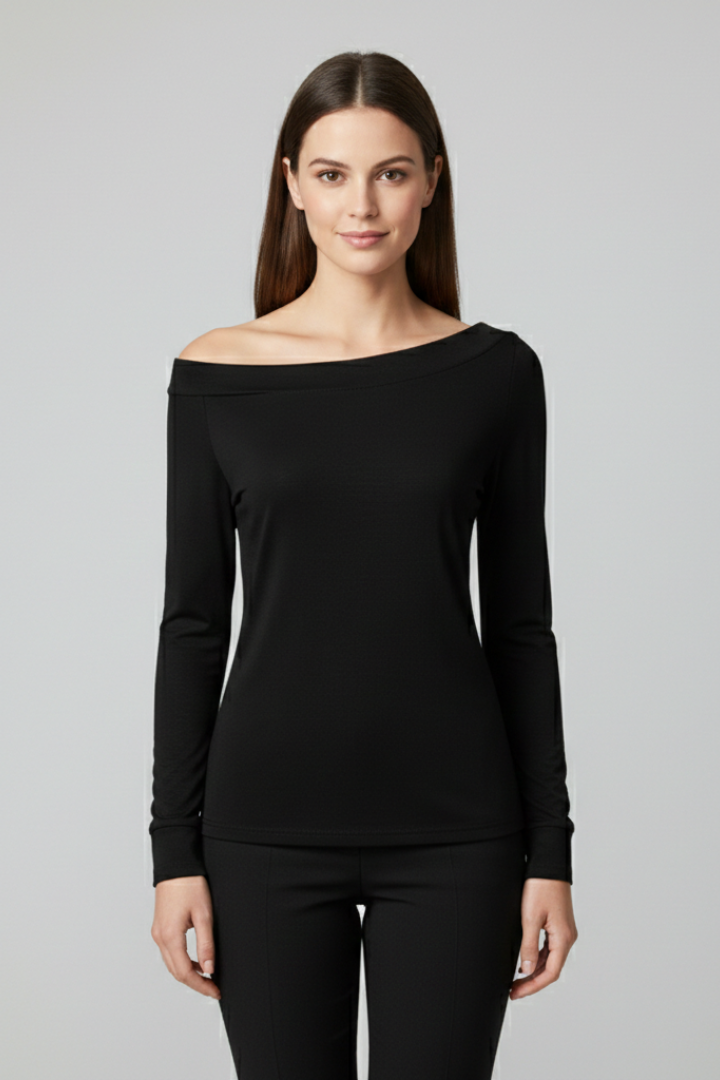 Women’s Top with Off-Shoulder Neckline and Long Sleeves