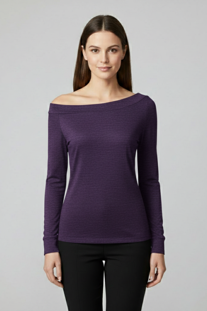 Women’s Top with Off-Shoulder Neckline and Long Sleeves