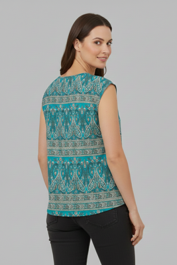 Women’s Top with V-Neckline and Cap Sleeves