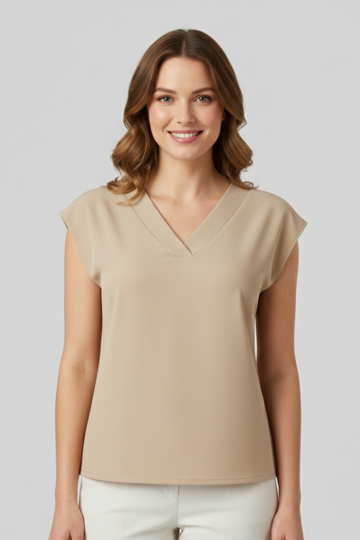 Women’s Top with V Neckline and Sleeveless Cut