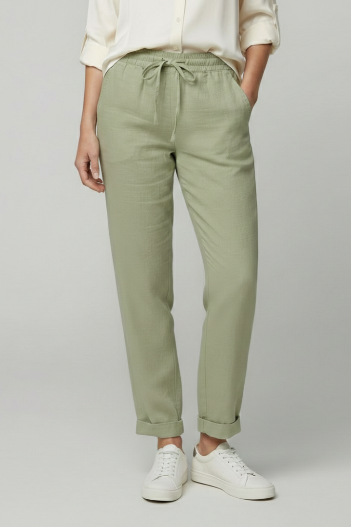 Women’s Trousers with Drawstring Waist and Turned Hem