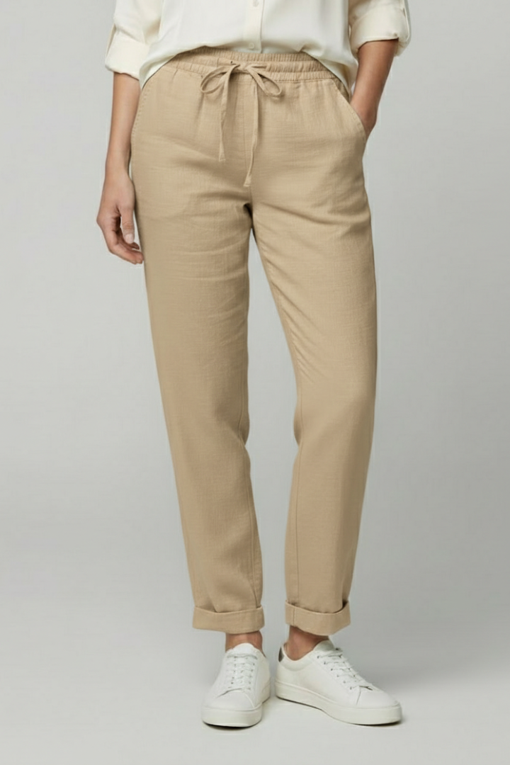 Women’s Trousers with Drawstring Waist and Turned Hem