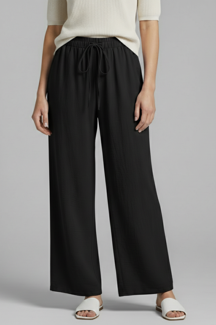 Women’s Trousers with Drawstring Waist and Wide Legs