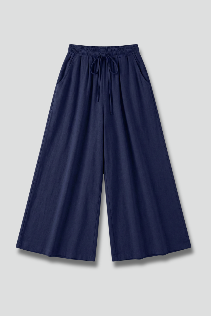 Women’s Trousers with Drawstring and Wide Legs