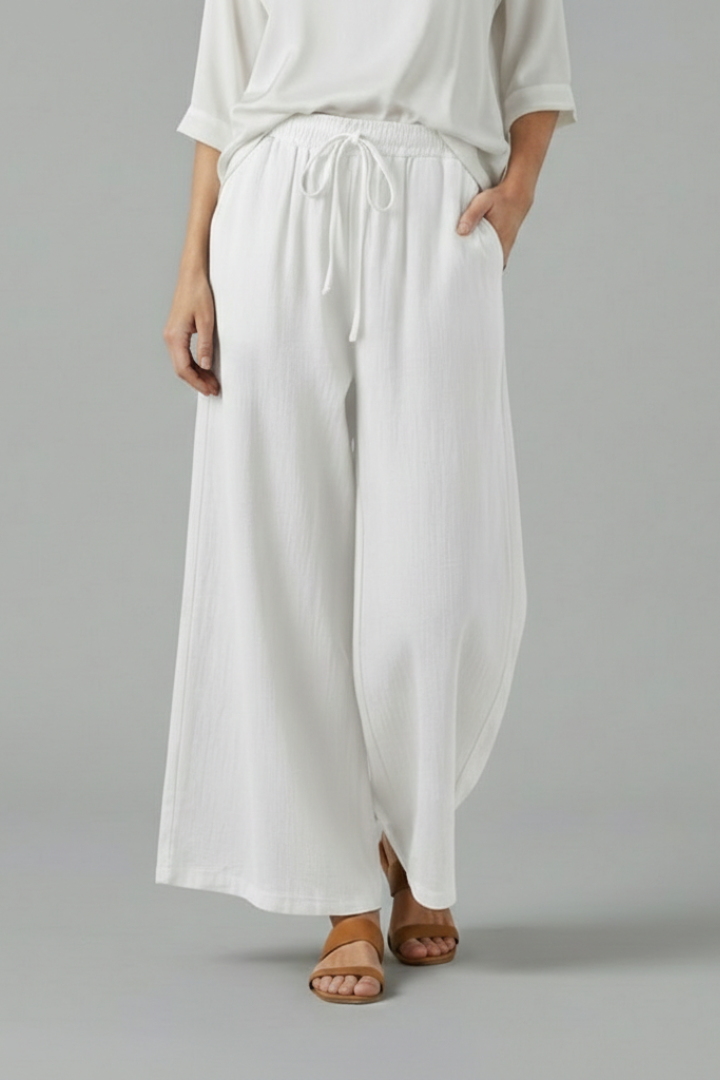 Women’s Trousers with Drawstring and Wide Legs