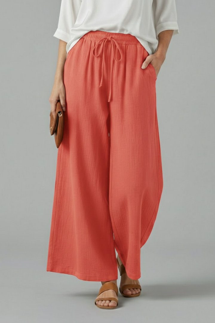 Women’s Trousers with Drawstring and Wide Legs