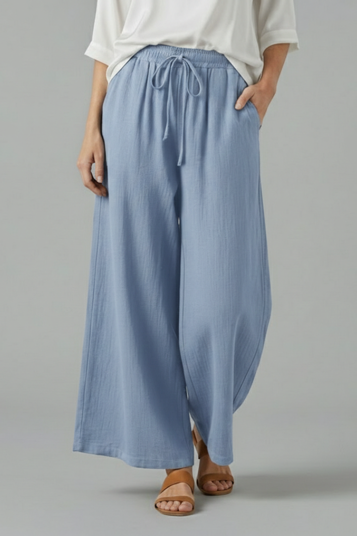 Women’s Trousers with Drawstring and Wide Legs