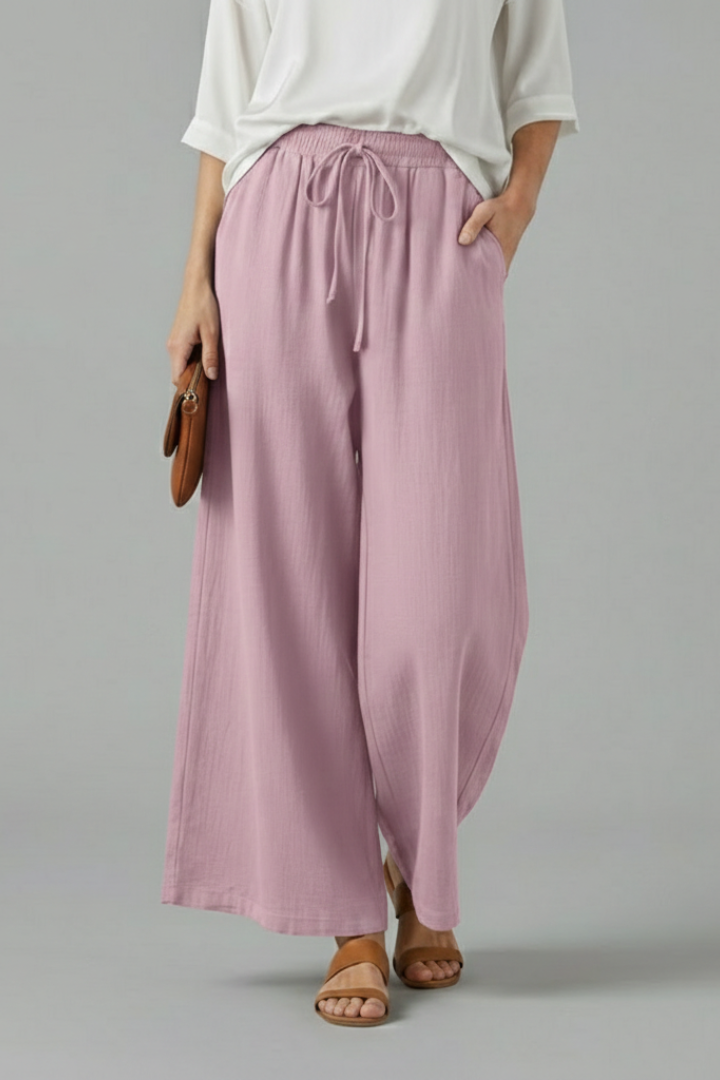 Women’s Trousers with Drawstring and Wide Legs