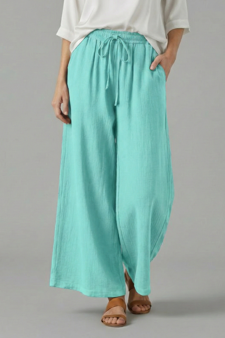 Women’s Trousers with Drawstring and Wide Legs
