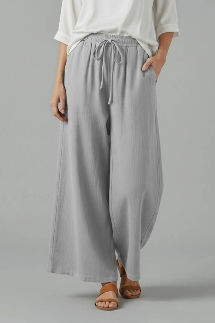 Women’s Trousers with Drawstring and Wide Legs