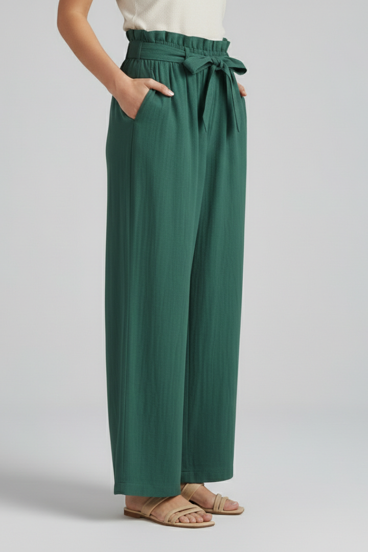 Women’s Trousers with Elastic Waist and Tie Belt