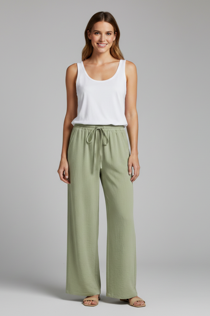 Women’s Trousers with Elastic Waist and Wide Legs