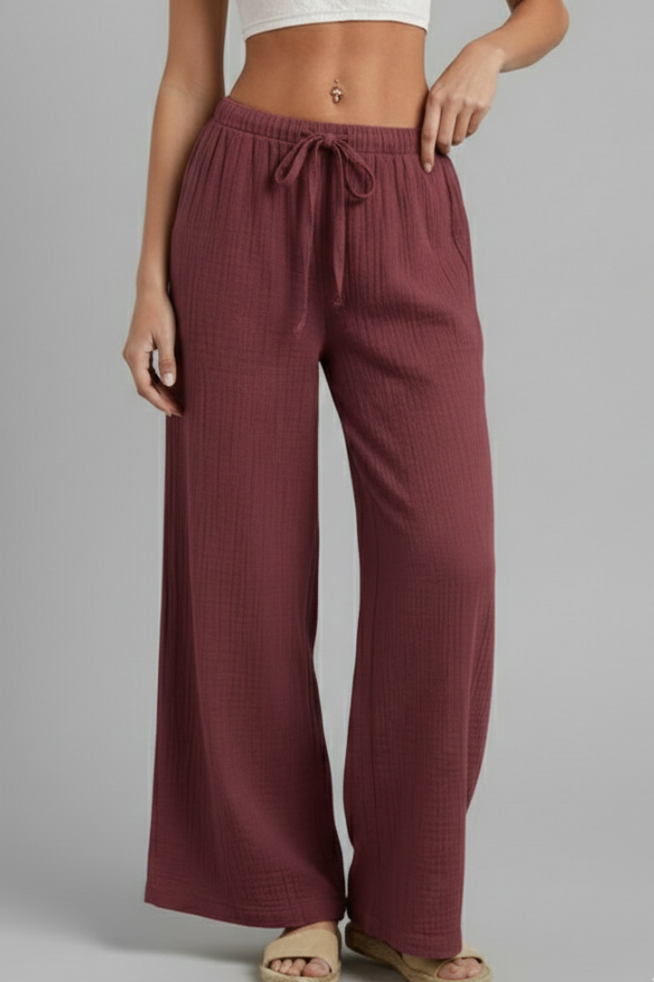 Women’s Trousers with Elastic Waist and Wide Legs